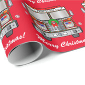 Verzierte Feuer-Motor-frohe Weihnachten Geschenkpapier (Rolleneckpunkt)