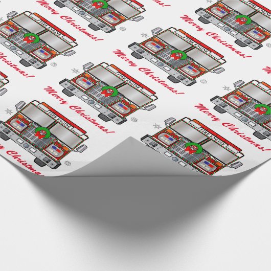 Verzierte Feuer-Motor-frohe Weihnachten Geschenkpapier (Ecke)