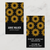 Verzierte Flakes | Golden / Schwarz Visitenkarte (Vorne/Hinten)
