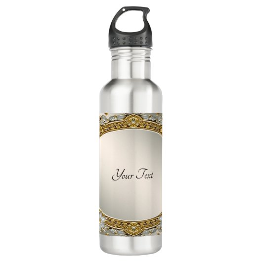 Verzierte Flasche mit weißem Wasser Edelstahlflasche (Vorderseite)