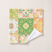 Verzierte Fliesen in grün und gelb Badhandtuch Set (Waschlappen)