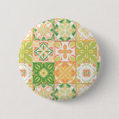 Verzierte Fliesen in grün und gelb Button (Vorderseite)