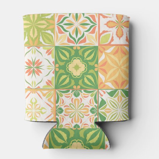 Verzierte Fliesen in grün und gelb Dosenkühler (Rückseite)