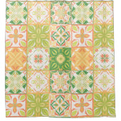 Verzierte Fliesen in grün und gelb Duschvorhang (Vorderseite)