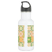 Verzierte Fliesen in grün und gelb Edelstahlflasche (Rückseite)