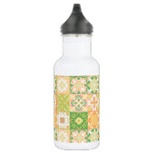 Verzierte Fliesen in grün und gelb Edelstahlflasche (Rechts)