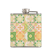 Verzierte Fliesen in grün und gelb Flachmann (Rückseite)