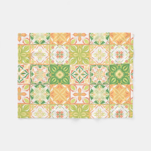 Verzierte Fliesen in grün und gelb Fleecedecke (Vorderseite (Horizontal))