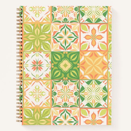 Verzierte Fliesen in grün und gelb Notizblock (Vorderseite)