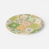 Verzierte Fliesen in grün und gelb Pappteller (Schrägansicht)