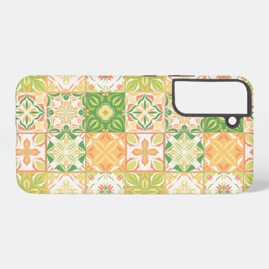 Verzierte Fliesen in grün und gelb Samsung Galaxy Hülle (Rückseite (Horizontal))