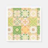 Verzierte Fliesen in grün und gelb Serviette (Vorderseite)
