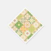 Verzierte Fliesen in grün und gelb Serviette (Ecke)