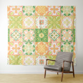 Verzierte Fliesen in grün und gelb Wandteppich (Beispiel (Horizontal))