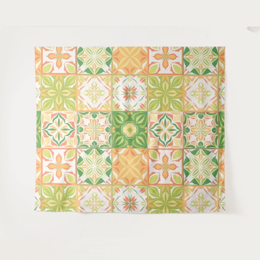 Verzierte Fliesen in grün und gelb Wandteppich (Vorderseite (Horizontal))