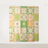 Verzierte Fliesen in grün und gelb Wandteppich (Vorderseite)