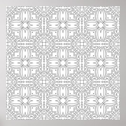 Verzierte Fliesensymmetrie mit Blumenmuster Kunstd Poster (Vorne)