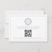 Verzierte Floral Monogram Silver Wedding RSVP Karte (Rückseite)