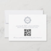 Verzierte Floral Monogram Silver Wedding RSVP Karte (Rückseite)