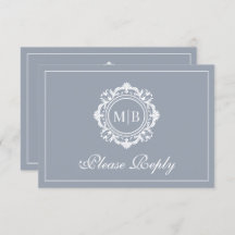 Verzierte Floral Monogram Silver Wedding