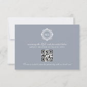 Verzierte Floral Monogram Silver Wedding RSVP Karte (Rückseite)