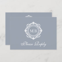 Verzierte Floral Monogram Silver Wedding