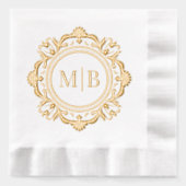 Verzierte Floral Monogram Wedding Custom Servietten Mit Folie (Vorderseite)