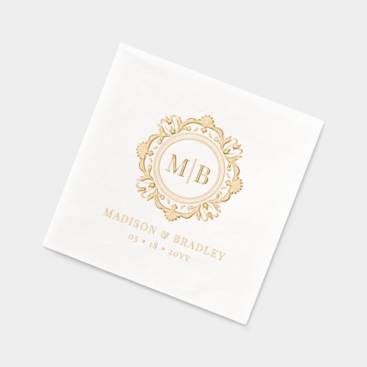 Verzierte Floral Monogram Wedding Custom Servietten Mit Folie (Links)