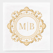 Verzierte Floral Monogram Wedding Custom Servietten Mit Folie (Vorderseite)
