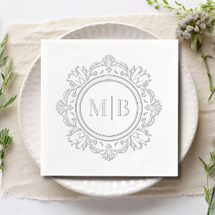 Verzierte Floral Monogram Wedding Custom Servietten Mit Folie