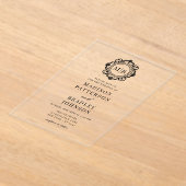 Verzierte Floral Monogram Wedding Elegant Black Acryleinladungen (Ablage )