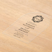 Verzierte Floral Monogram Wedding Elegant Black Acryleinladungen (Ablage )