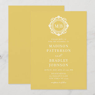 Verzierte Floral Monogram Wedding Elegant Gold Einladung