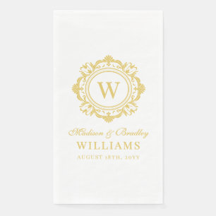 Verzierte Floral Monogram Wedding Elegant Gold Serviette