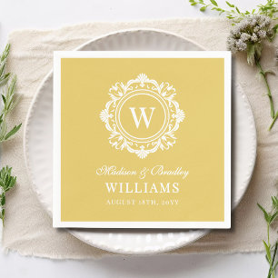 Verzierte Floral Monogram Wedding Elegant Gold Serviette