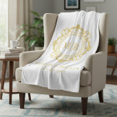 Verzierte Floral Monogram Wedding Elegant Gold Whi Fleecedecke