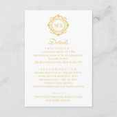 Verzierte florale Monogram Elegant Gold Wedding Begleitkarte (Vorderseite)