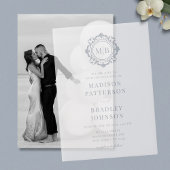 Verzierte florale Monogram Wedding Elegant Vellum  Pergament Einladungen