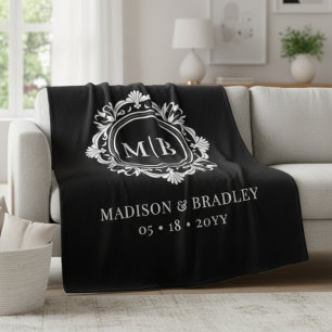 Verzierte florale Monogramm Hochzeit elegant Schwa Fleecedecke