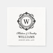 Verzierte florale Monogramm Hochzeit elegant Schwa Serviette (Vorderseite)