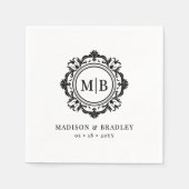 Verzierte florale Monogramm Hochzeit elegant Schwa Serviette (Vorderseite)