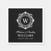 Verzierte florale Monogramm Hochzeit elegant Schwa Serviette (Vorderseite)