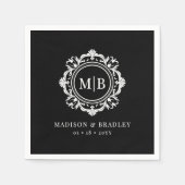 Verzierte florale Monogramm Hochzeit elegant Schwa Serviette (Vorderseite)