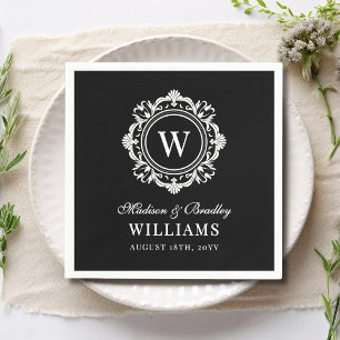 Verzierte florale Monogramm Hochzeit elegant Schwa Serviette