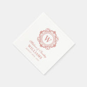 Verzierte florale Monogramm Hochzeit Elegante Rose Serviette (Ecke)