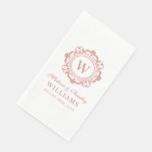 Verzierte florale Monogramm Hochzeit Elegante Rose Serviette (Ecke)