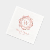 Verzierte florale Monogramm Hochzeit Elegante Rose Servietten Mit Folie (Links)