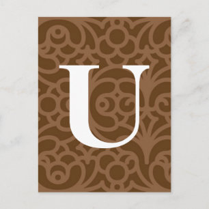 Verzierte florale Monogramm - Letter U Postkarte