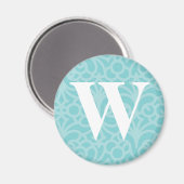 Verzierte florale Monogramm - Letter W Magnet (Vorderseite/Rückseite)