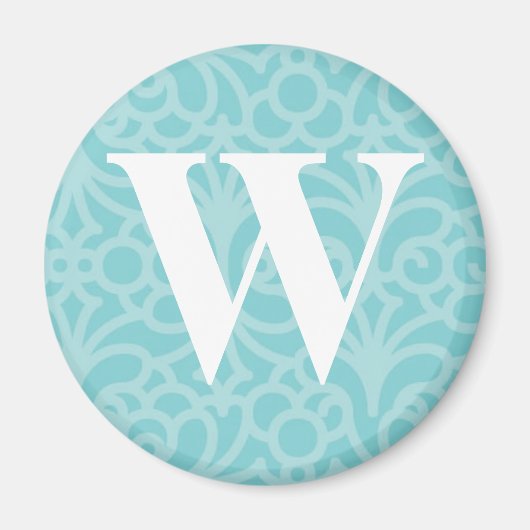 Verzierte florale Monogramm - Letter W Magnet (Vorne)